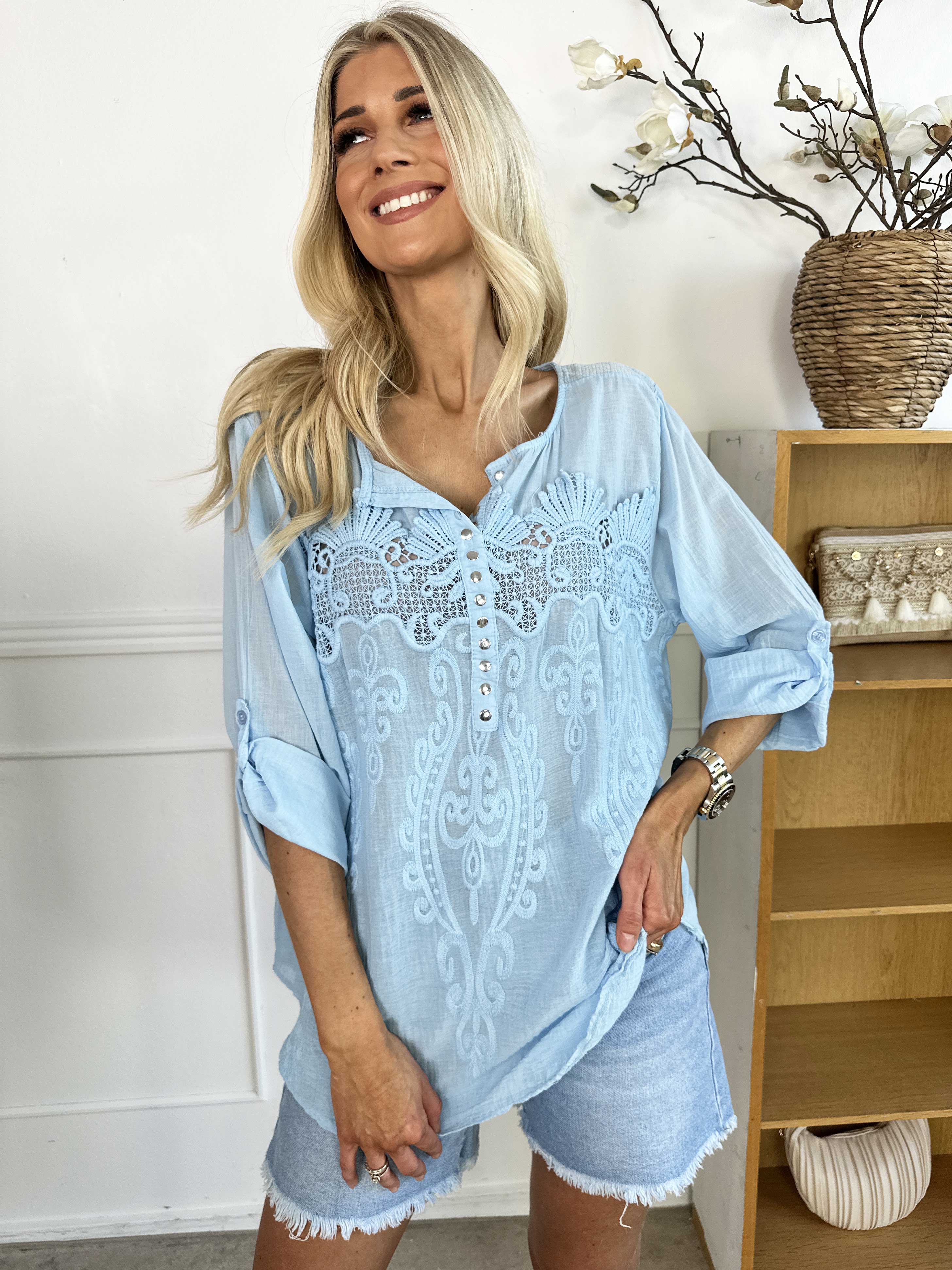 Ellis - Tunika i bomuld detaljeret med broderinger og pailletter